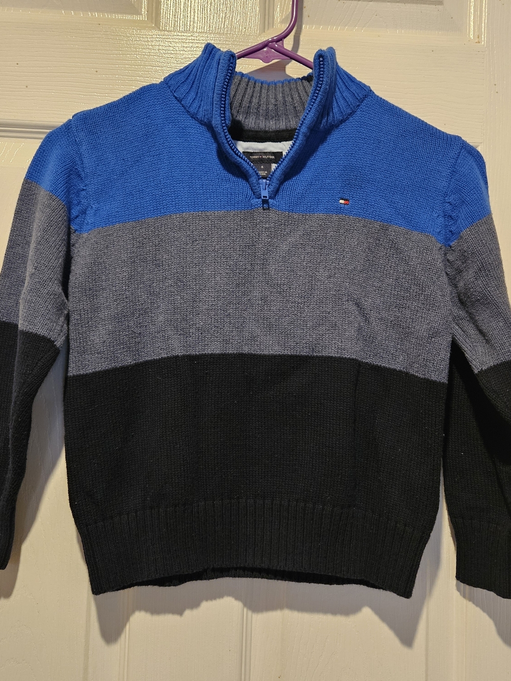 Tommy Hilfiger Boys Colorblock Quarter-Zip Sweater Size 6